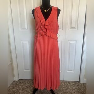 Versona Coral Ruffle Midi Dress